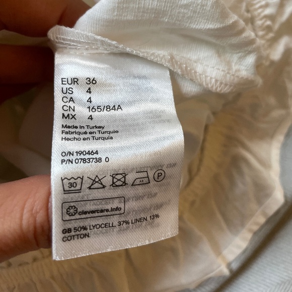 H&M Short Blouse with Ruffles bohemian white linen cotton blend - Picture 8 of 10